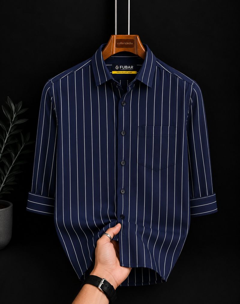 FUBAR Men Slim Fit Striped Shirt - Image 2