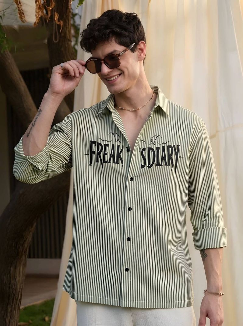 FZ Garments Men Boxy Fit Striped Spread Collar Casual Shirt - Image 3