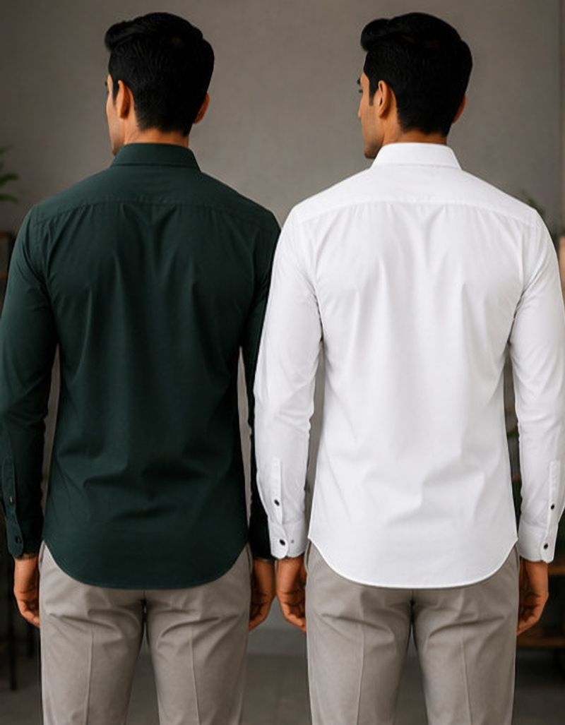 Eagle Loom Men Slim Fit Solid Spread Collar Shirt - Image 3