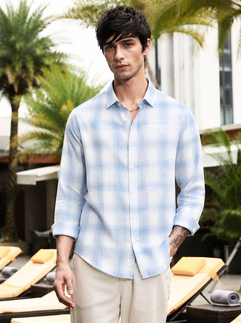 S-LINE Men Regular Fit Checkered Spread Collar Casual Shirt - Image 4