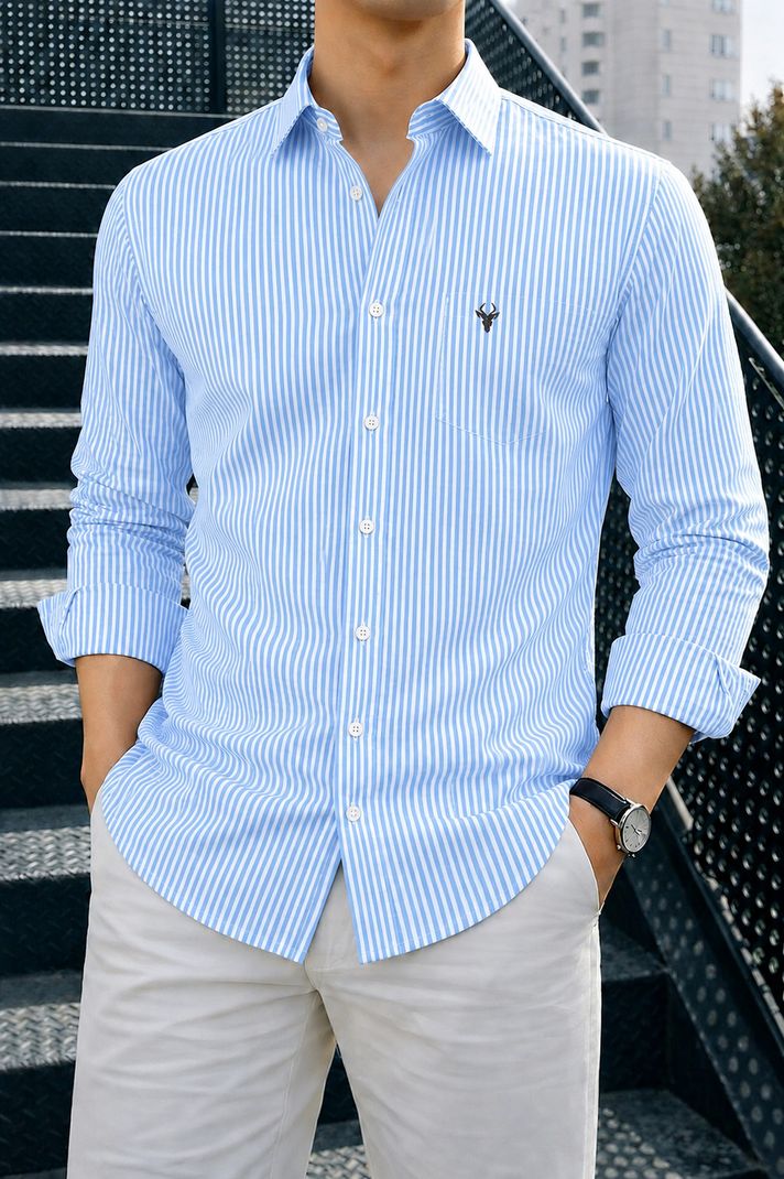 spela Men Regular Fit Striped Spread Collar Casual Shirt - Image 2