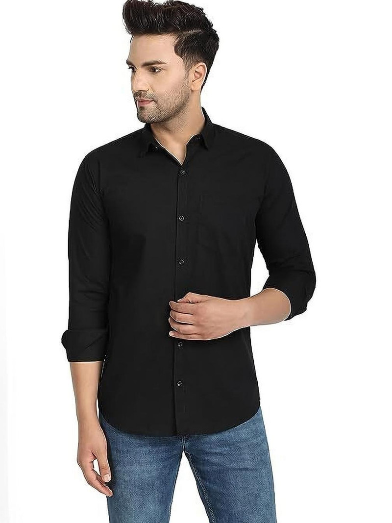MSSHEET Men Regular Fit Solid Casual Shirt
