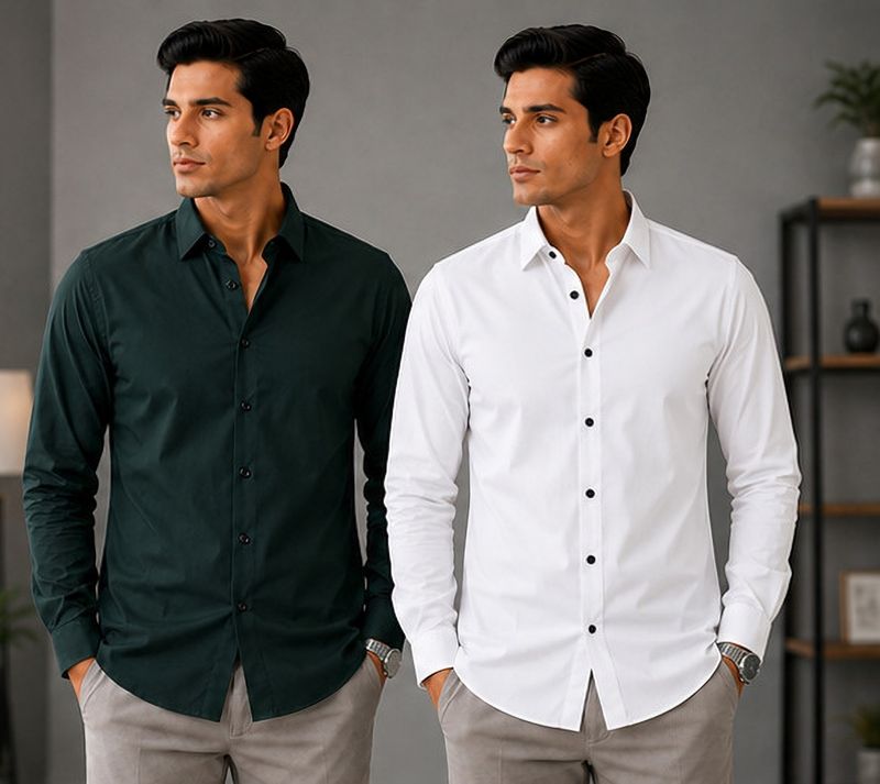 Eagle Loom Men Slim Fit Solid Spread Collar Shirt - Image 2