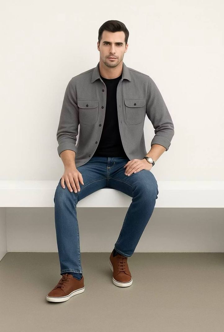 JCOSTA Men Regular Fit Solid Spread Collar Shirt - Image 6
