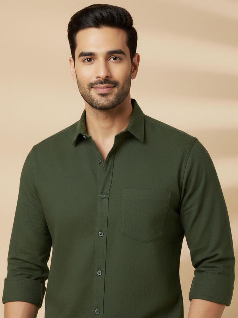 METRONAUT Men Regular Fit Solid Spread Collar Shirt - Image 5