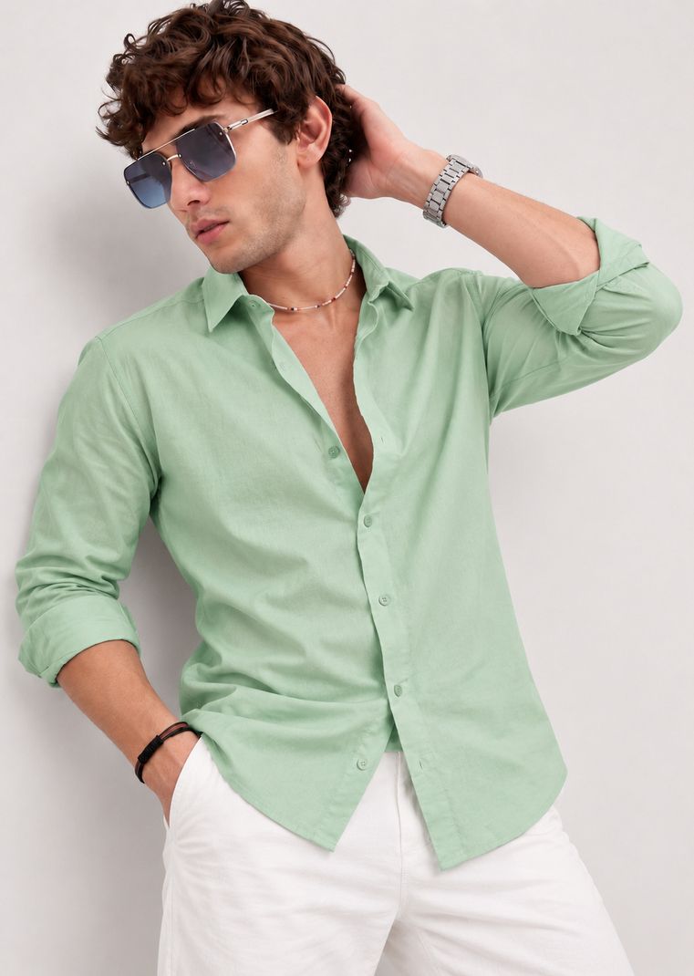 WE KAIKA Men Regular Fit Solid Spread Collar Shirt - Image 2