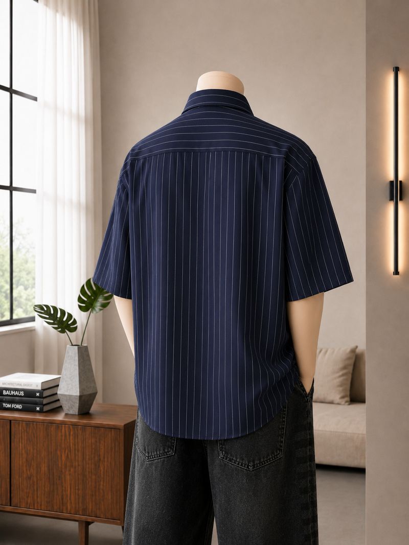 Asta Moda Men Oversized Striped Casual Shirt - Image 3