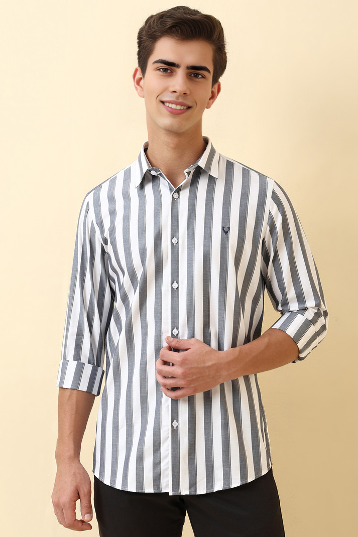 Allen Solly Men Regular Fit Striped Spread Collar Casual Shirt