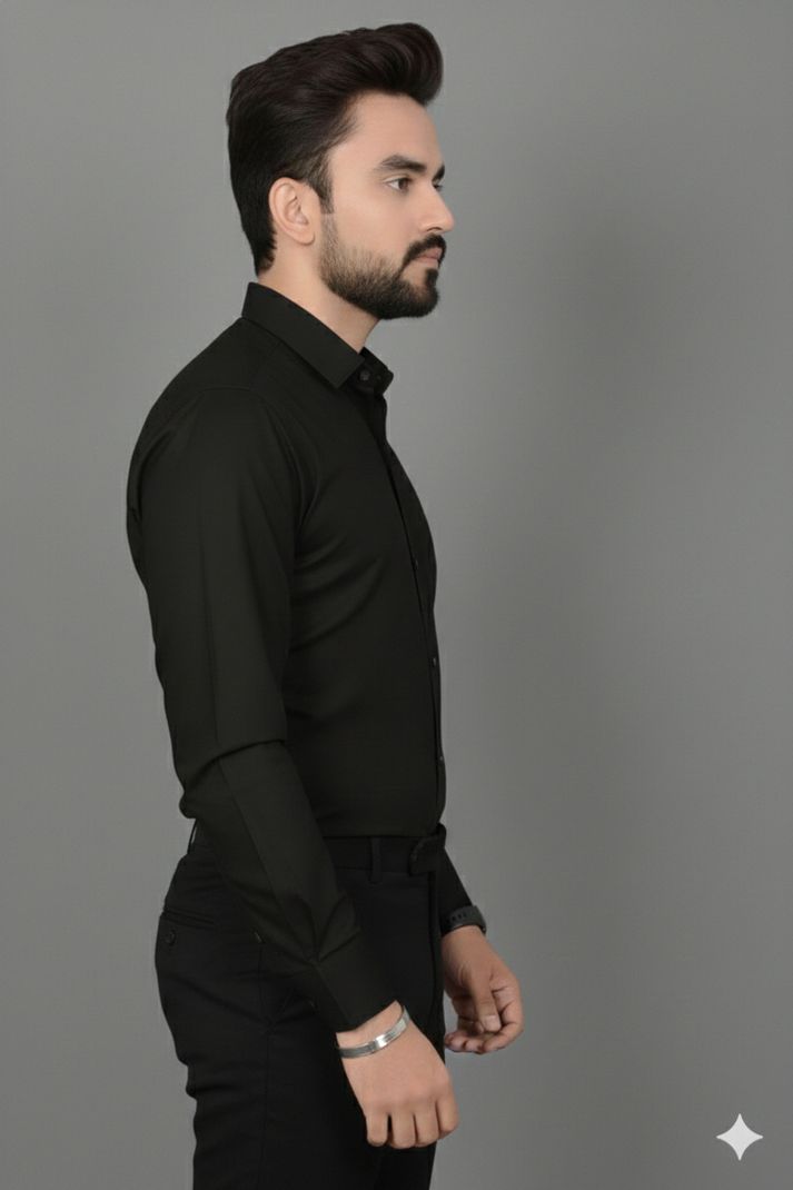 CrisPet Men Regular Fit Solid Curved Collar Casual Shirt - Image 6