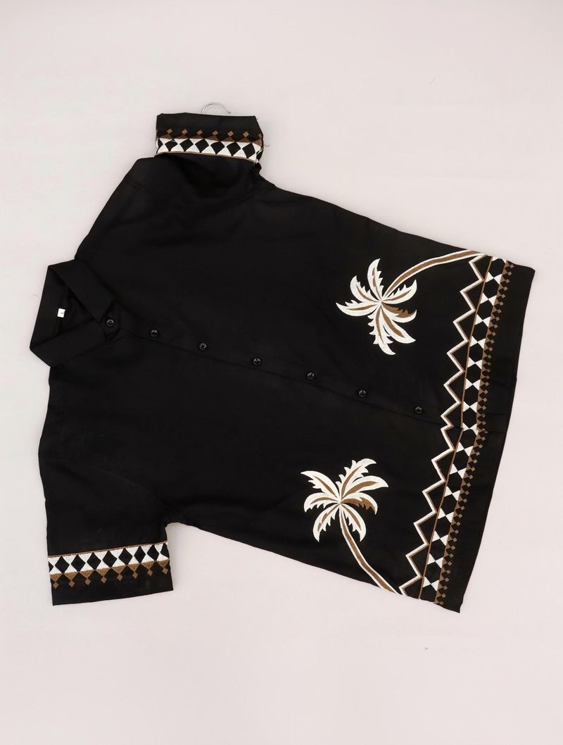 LEMZODIC Men Regular Fit Embroidered Lapel Shirt - Image 2