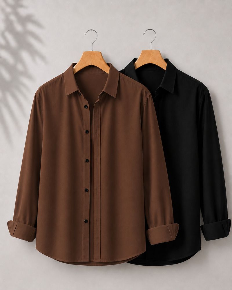 mozero Men Regular Fit Solid Spread Collar Shirt - Image 2