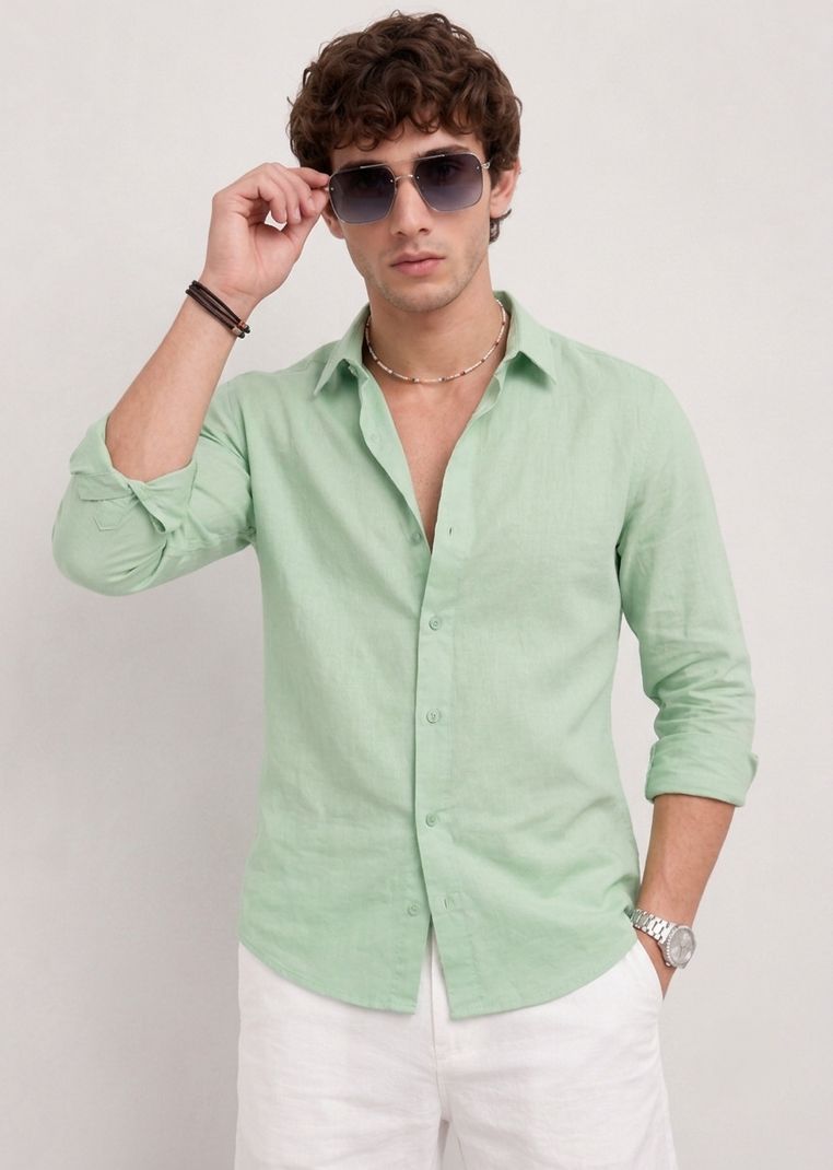WE KAIKA Men Regular Fit Solid Spread Collar Shirt - Image 5