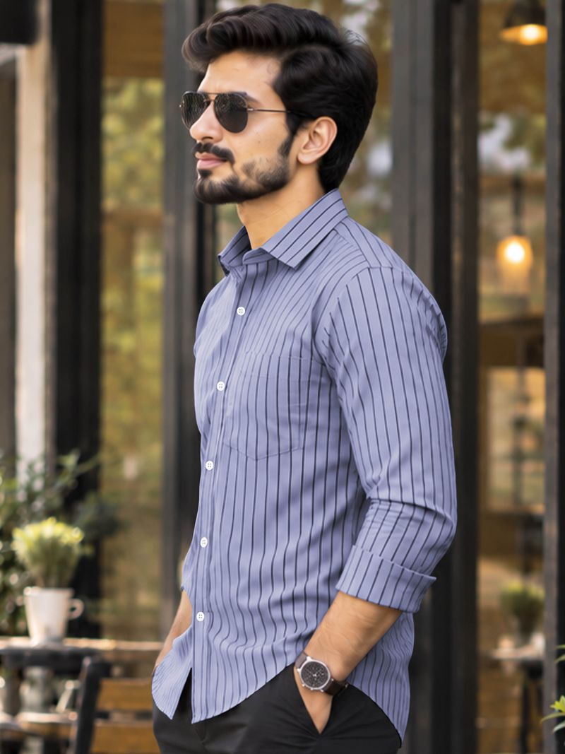 VeBNoR Men Regular Fit Striped Shirt - Image 6