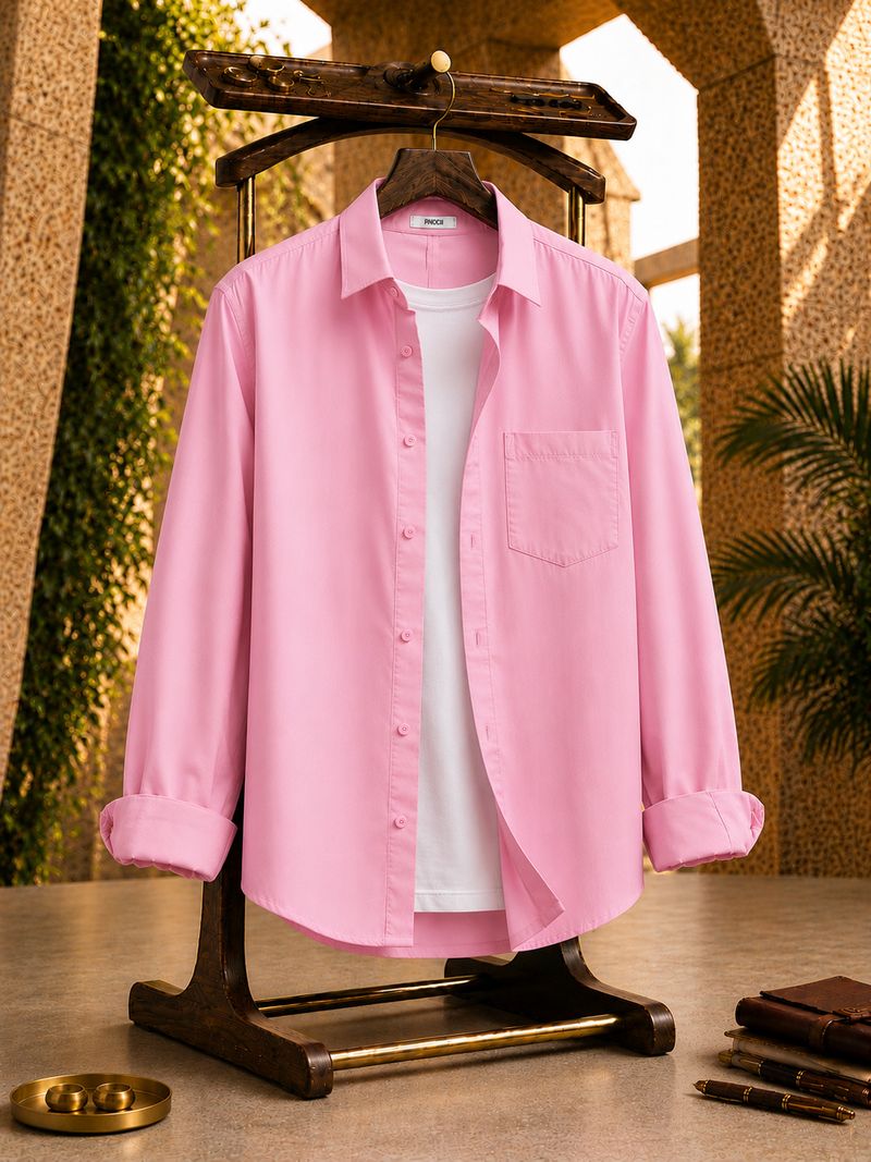 THE URBAN SAUL Men Comfort Fit Solid Spread Collar Shirt - Image 2