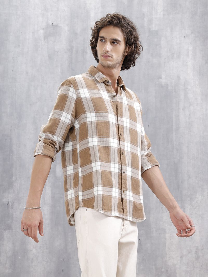 WROGN Men Slim Fit Checkered Casual Shirt - Image 6