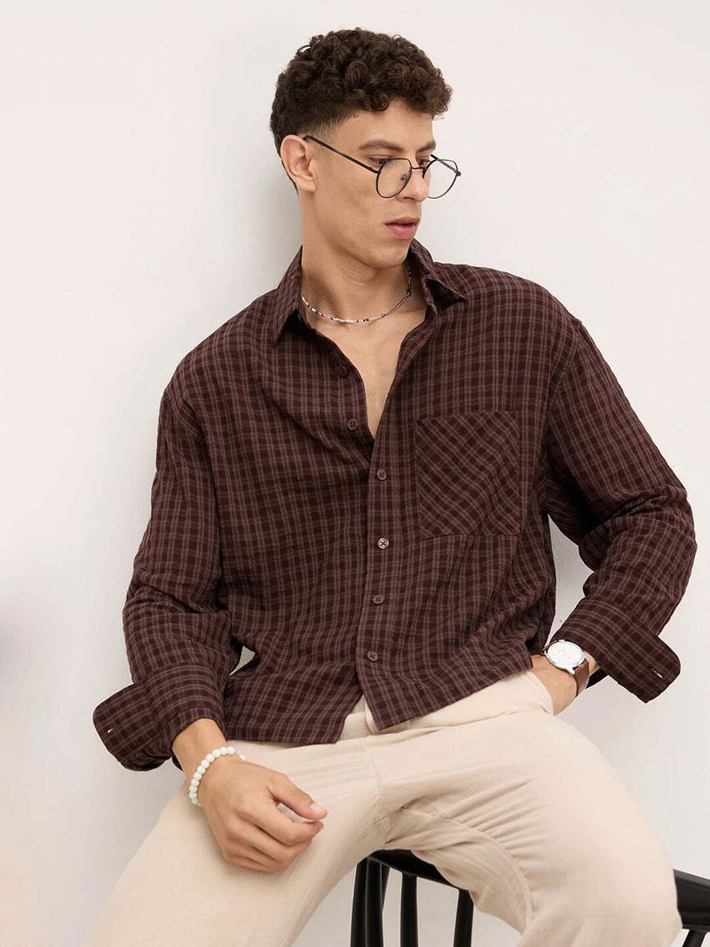 VASTRADO Men Oversized Checkered Casual Shirt - Image 5