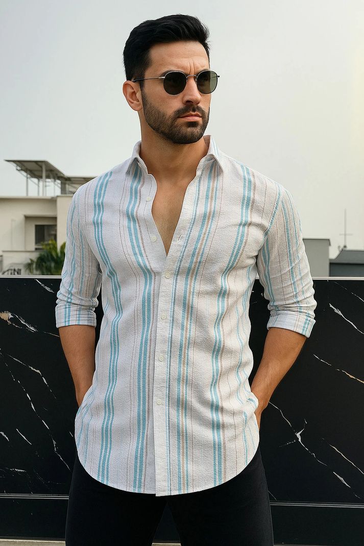 METRONAUT Men Regular Fit Striped Spread Collar Shirt - Image 4