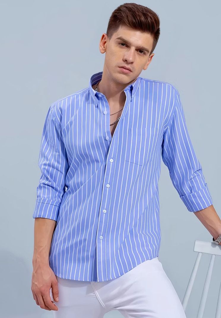 METRONAUT Men Slim Fit Striped Casual Shirt - Image 3