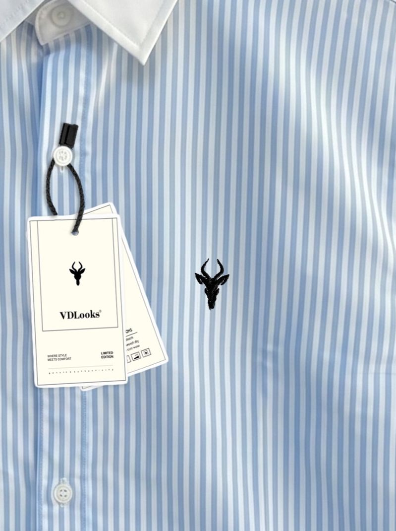 vdlooks Men Regular Fit Striped Casual Shirt - Image 3
