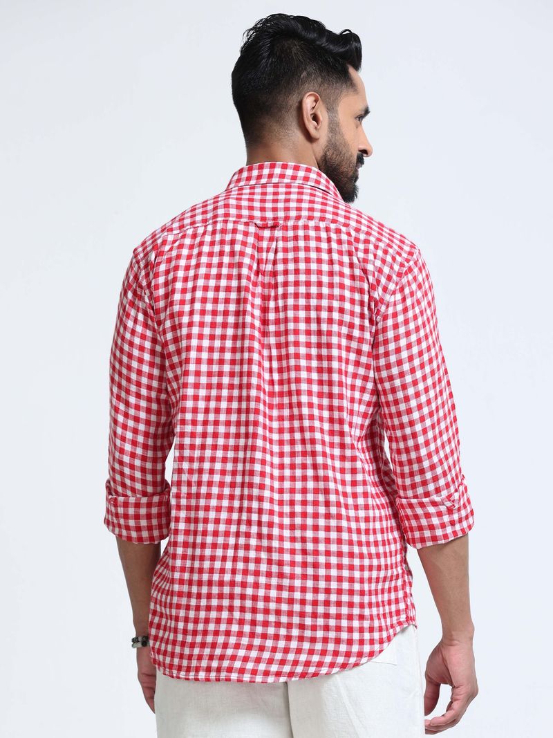 Men Regular Fit Checkered Spread Collar Casual Shirt - Image 6