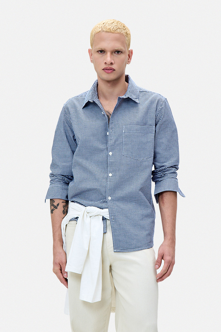 Men Regular Fit Checkered Spread Collar Casual Shirt
