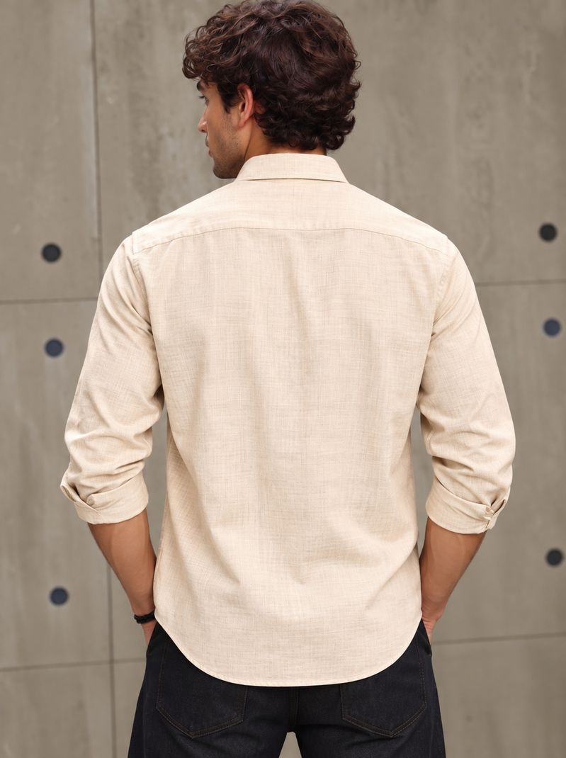 Roadster Men Regular Fit Solid Spread Collar Shirt - Image 3