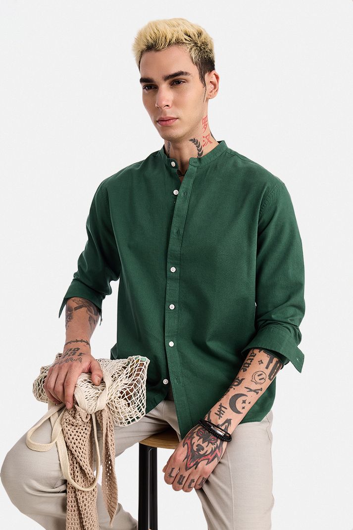 Snitch Men Regular Fit Mandarin Collar Shirt - Image 2