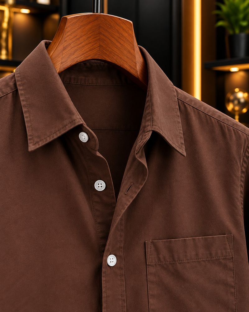 FUBACK Men Regular Fit Solid Spread Collar Shirt - Image 5