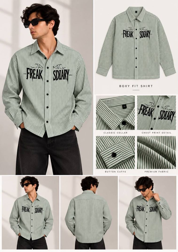 FZ Garments Men Boxy Fit Striped Spread Collar Casual Shirt - Image 4