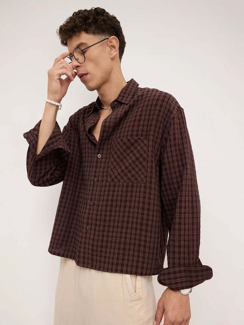 VASTRADO Men Oversized Checkered Casual Shirt - Image 6