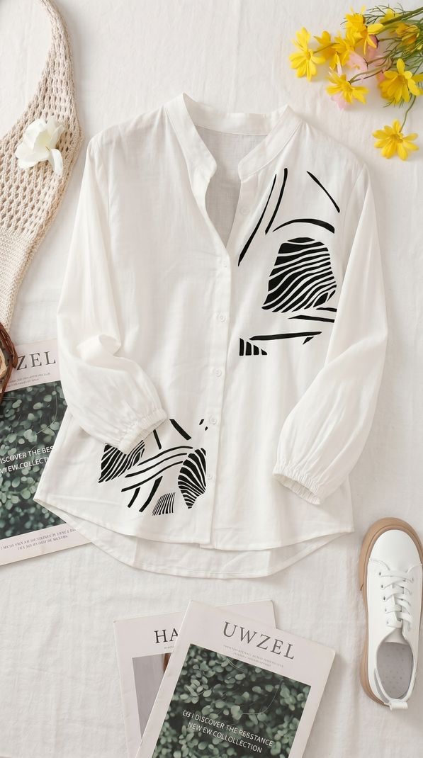 PERFECT PRODUCTIONS Women Regular Fit Printed Mandarin Collar Casual - Image 3