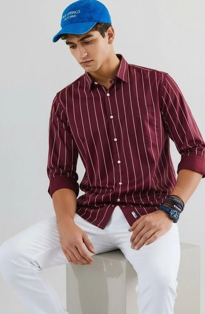 METRONAUT Men Slim Fit Striped Casual Shirt - Image 6