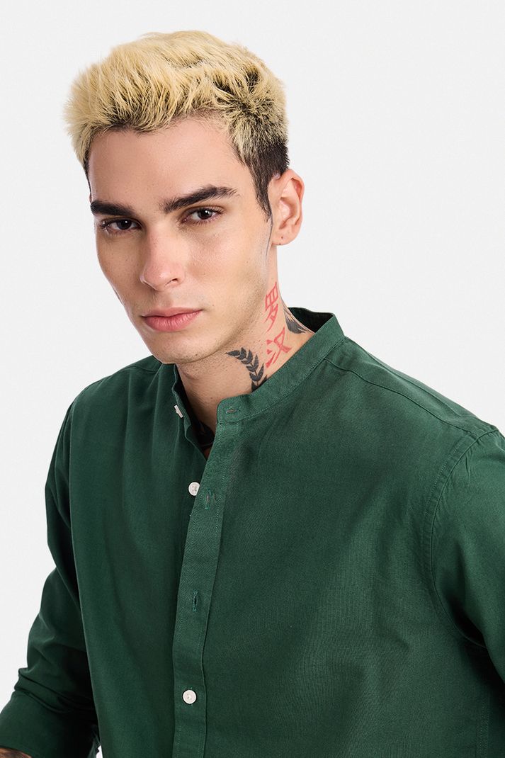Snitch Men Regular Fit Mandarin Collar Shirt - Image 3