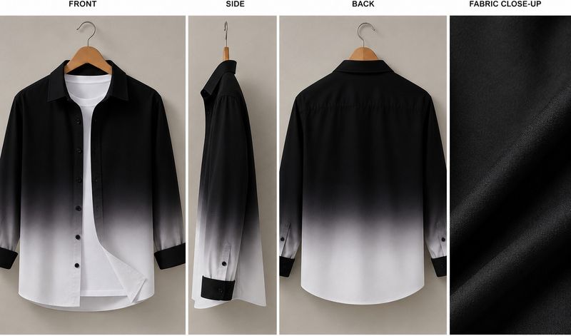Kizyoo Men Regular Fit Dyed/Ombre Spread Collar Party Shirt - Image 5