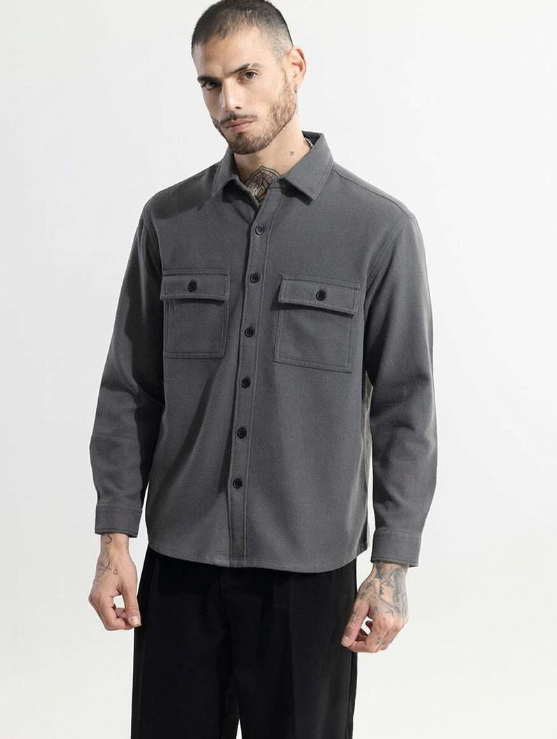 Snitch Men Relaxed Fit Self Design Spread Collar Casual Shirt - Image 5