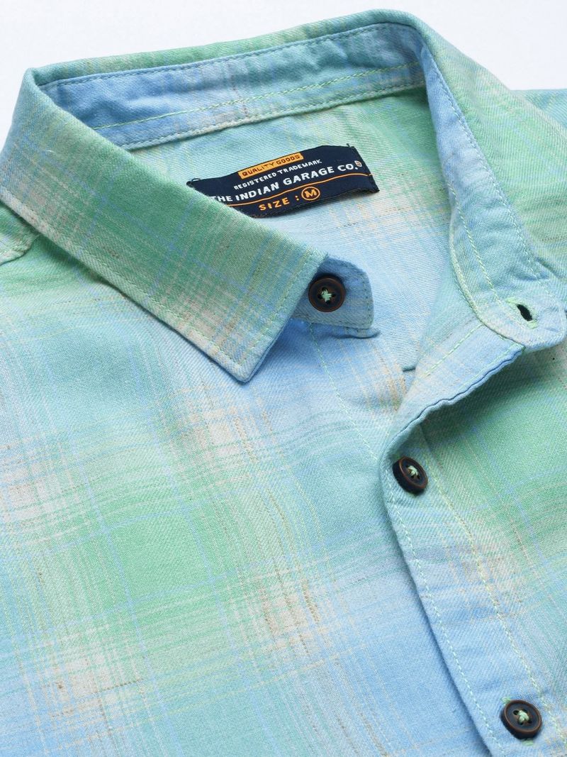 The Indian Garage Co. Men Regular Fit Checkered Casual Shirt - Image 6