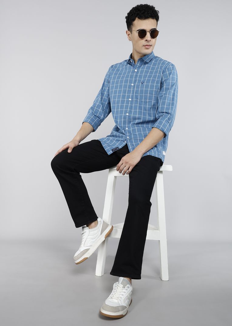 Allen Solly Men Regular Fit Checkered Casual Shirt - Image 4