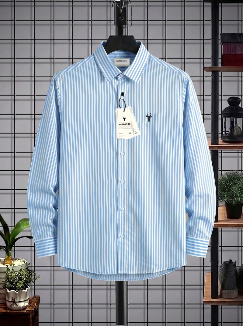 VG BROTHER Men Regular Fit Striped Spread Collar Casual Shirt (Pack - Image 4