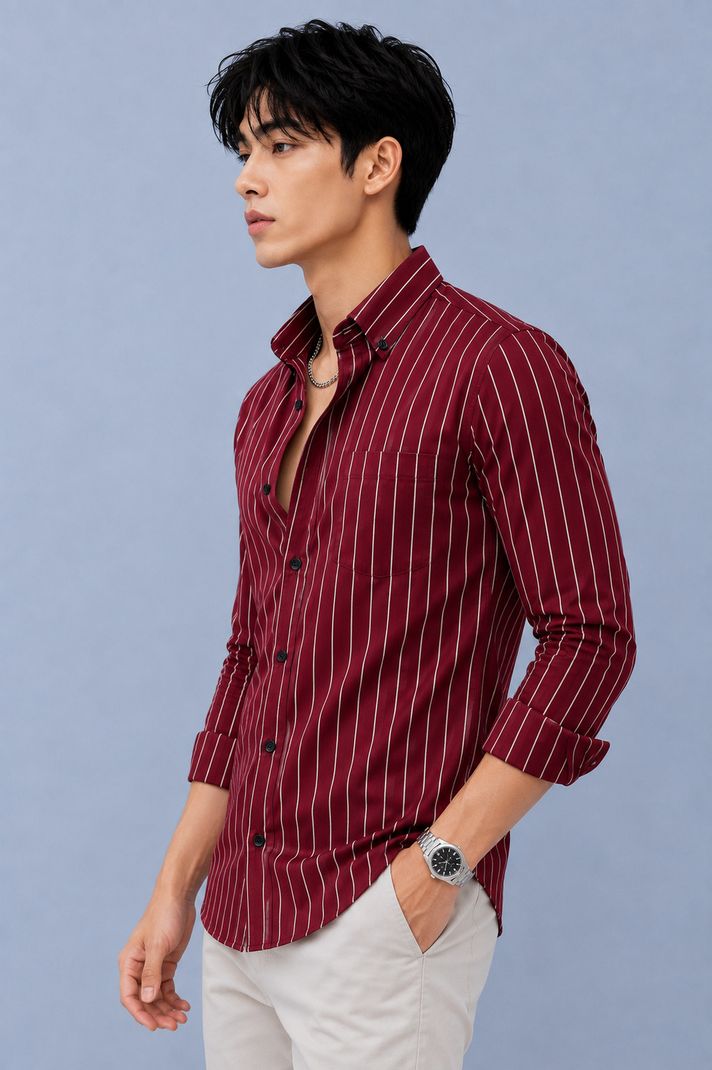 SEEWAYS Men Slim Fit Striped Shirt - Image 4