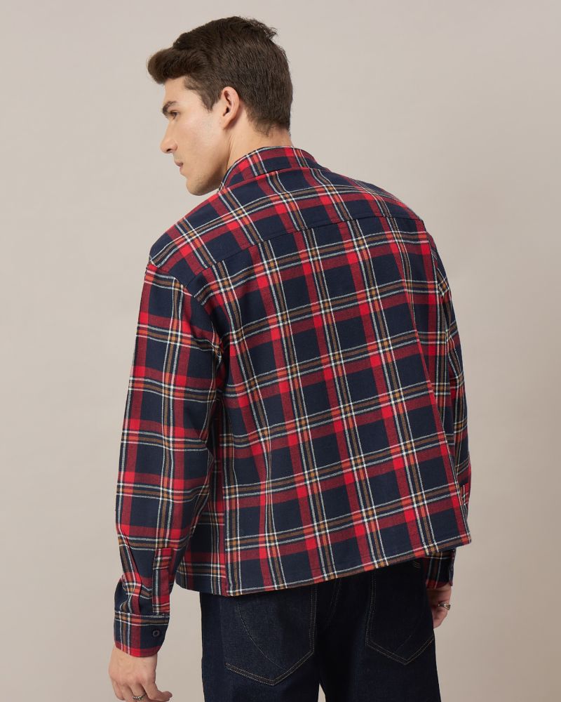 Chimpaaanzee Men Boxy Fit Checkered Shirt - Image 4
