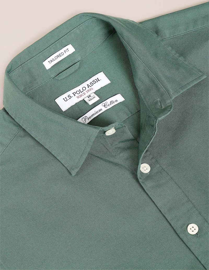 U.S. POLO ASSN. Men Tailored Fit Solid Spread Collar Shirt - Image 5