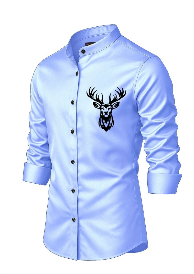 kia international Men Relaxed Fit Printed Mandarin Collar Shirt - Image 4