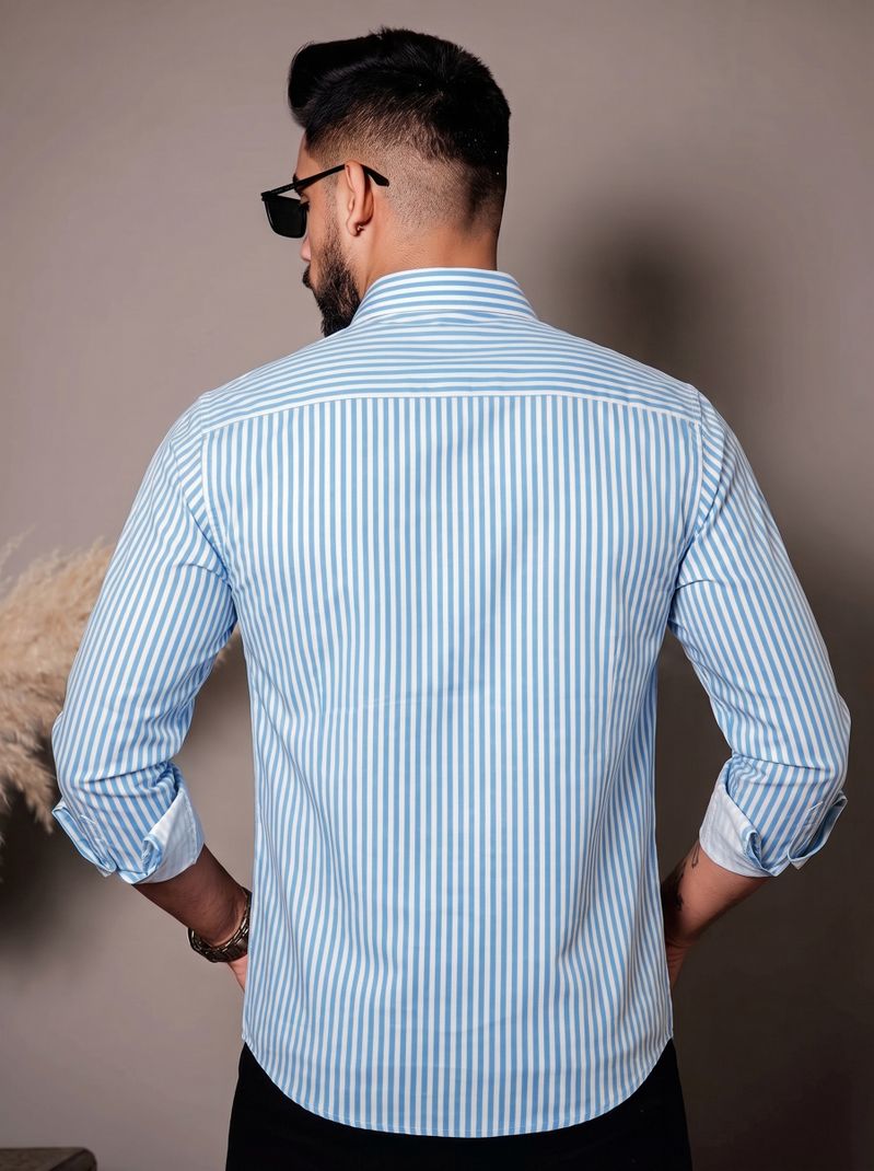 Bluecorp Men Regular Fit Striped Casual Shirt - Image 3
