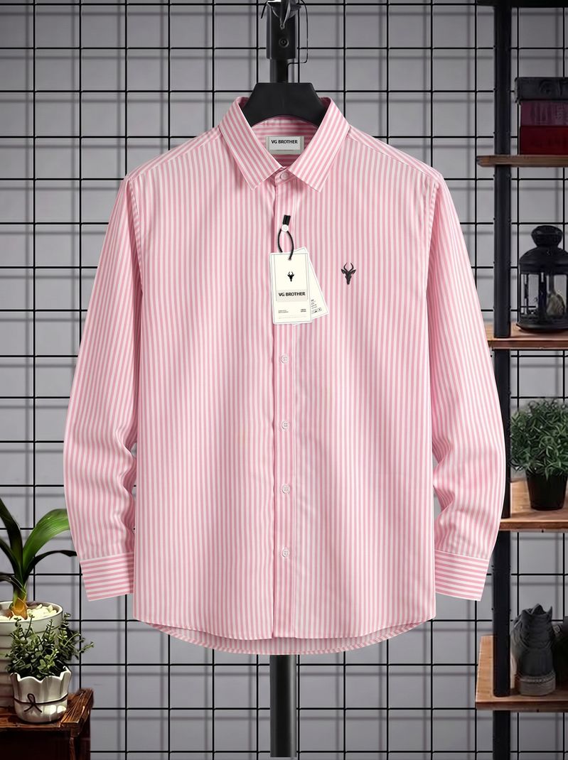 VG BROTHER Men Regular Fit Striped Shirt - Image 4