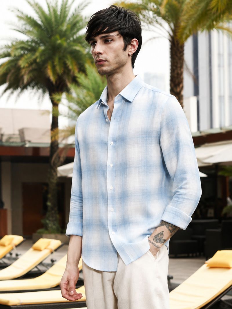 S-LINE Men Regular Fit Checkered Spread Collar Casual Shirt - Image 5