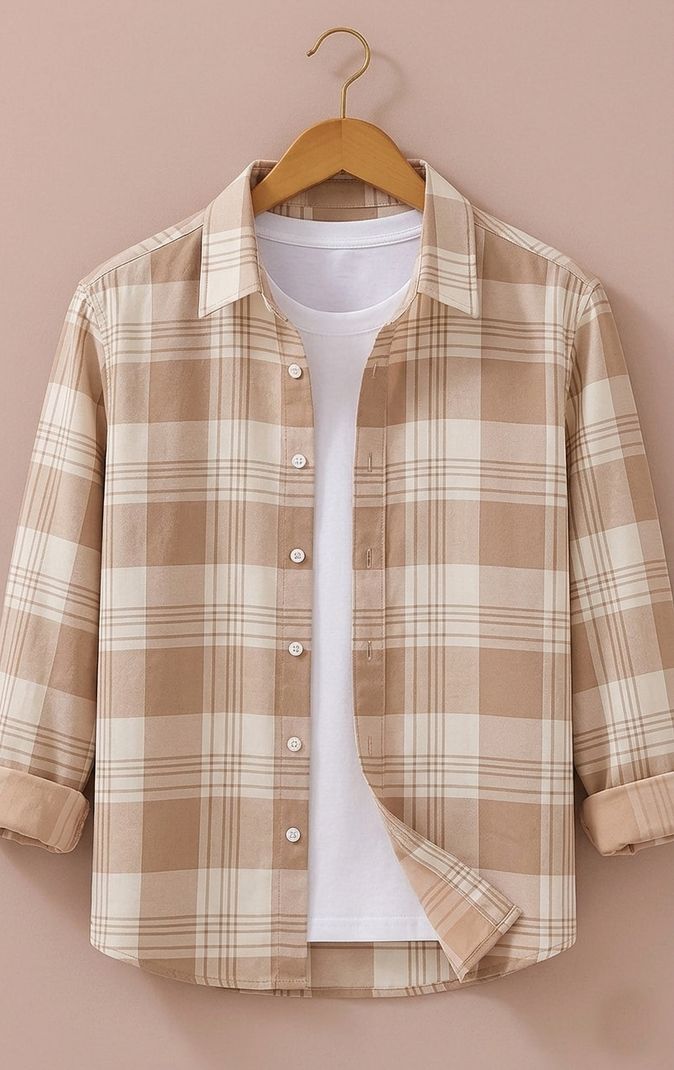 SHIRTZONE Men Slim Fit Checkered Spread Collar Shirt - Image 2