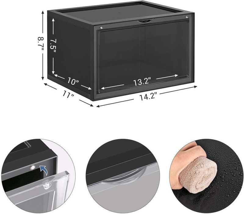 Keekos Foldable Plastic Shoe Rack Container (Black, 1 Shelf) - Image 7