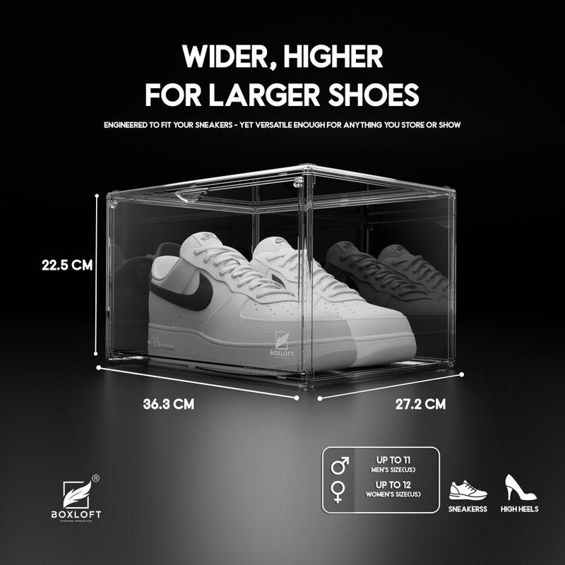 BOXLOFT Clear Stackable Sneaker Storage Box with Side Door - Image 5