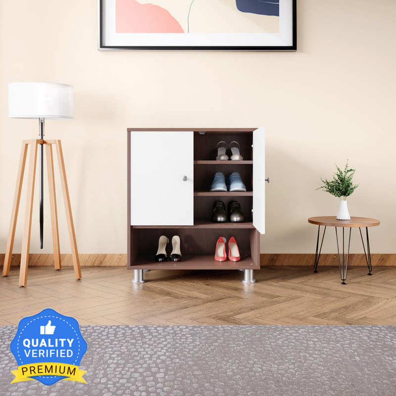 Interio by Godrej Ewa 12-Pairs Engineered Wood Shoe Rack (Brown, 4 Shelves, Knock Down)