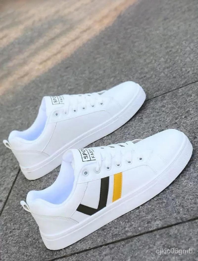 aadi Men's Lightweight Casual Shoes (White, Black, Yellow) - Image 2